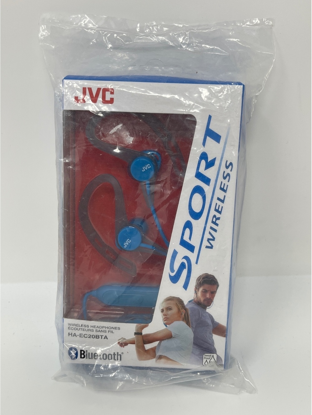 JVC Sport Wireless Headphones Bluetooth Earbuds Blue Pivot Motion Fit HA-EC20BTA